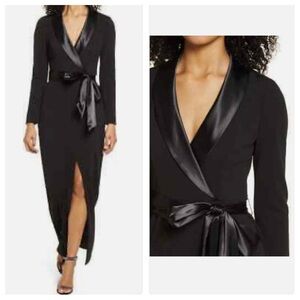 Eliza J Long Sleeve Tuxedo Maxi Gown